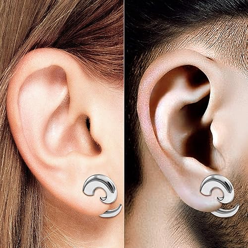 Miniatura 7 de Par de expansores de acero quirúrgico 316L en espiral, expansor hueco de joyería para piercing, tapones para los oídos, pendientes de estiramiento