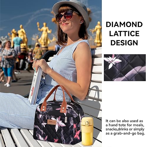 Miniatura 6 de HOMESPON Bolsa de almuerzo aislada para mujeres, hombres y adultos, con bolsillo frontal, lonchera contenedor, bolsa enfriadora para el trabajo,