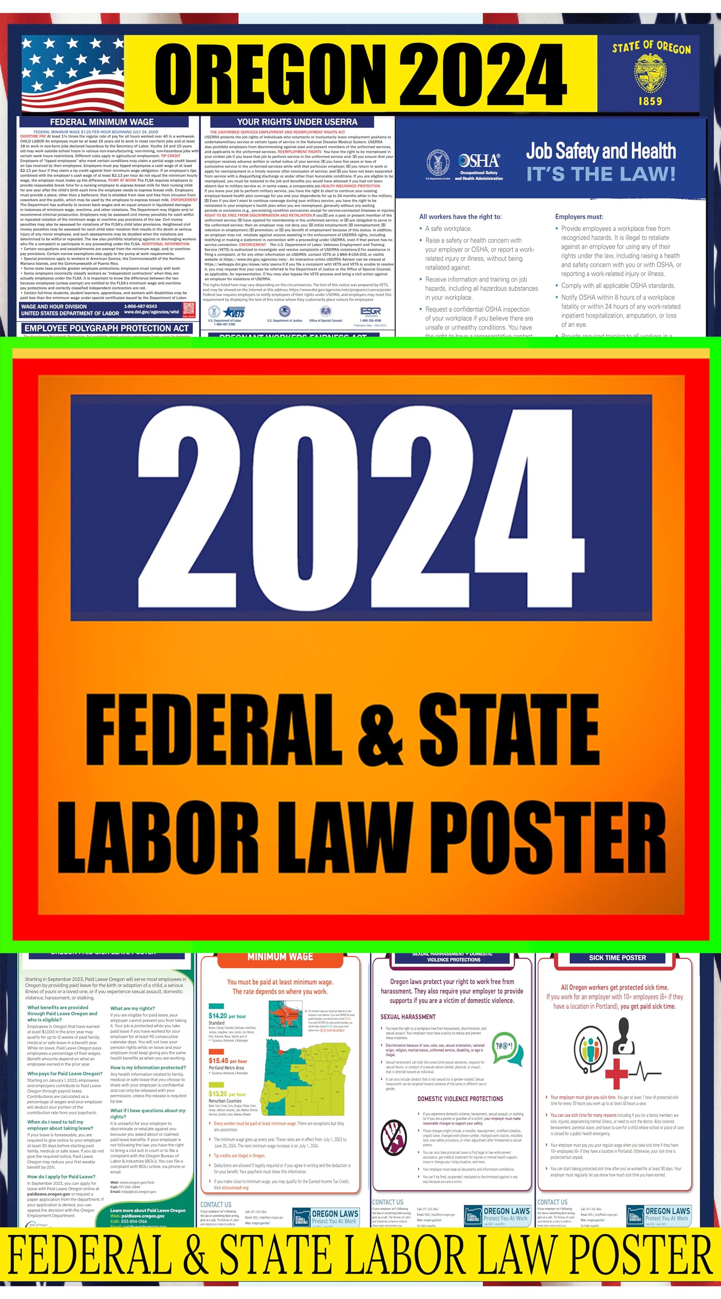 Amazon.com : 2024 Oregon (OR) State Labor Law Poster - State, Federal and  OSHA Compliant Laminated Poster - Ideal for Posting in The Workplace - Easy  to Read Print - Perfect for