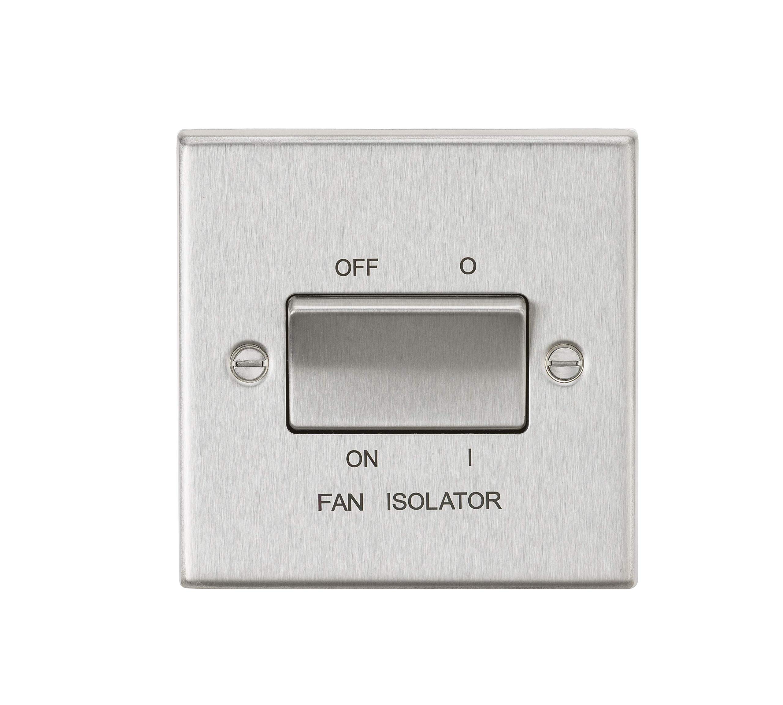 Knightsbridge Brushed Chrome Cs11bc 10Ax 3 Pole Fan Isolator Switch - Square Edge 10.5 Mm*89.0 Mm*89.0 Mm