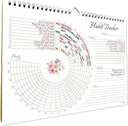 Habit Tracker Calendar (Undated 12 Month) with Spiral Bound and Hanger, A4 size (8.3"x11.7") Aesthetic Design Habit Tracker Journal, Workout Calendar, Mood Calendar, Goal Journal, Goal Board, Productivity Tool, Goal Planner, for Woman & Man by Hadigu