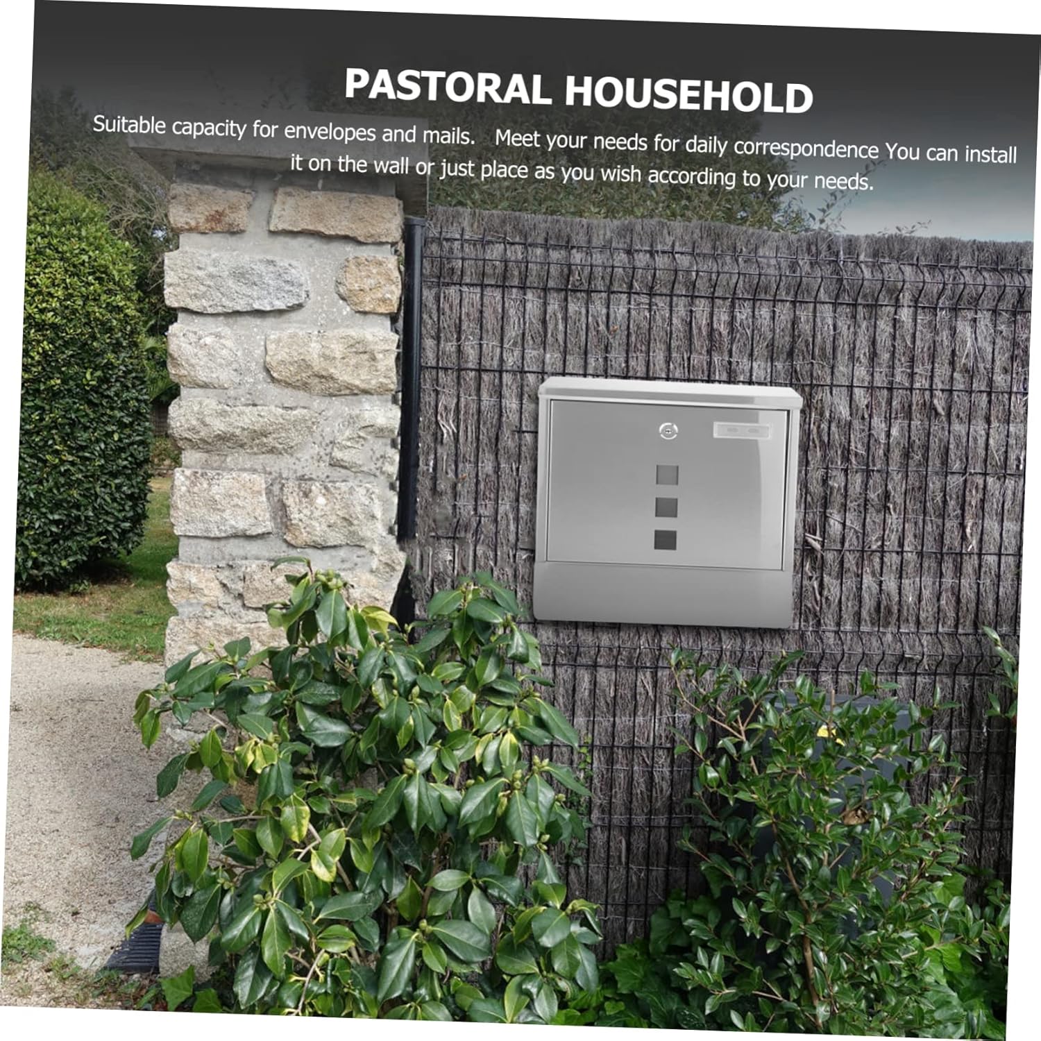 POPETPOP Stainless Steel Wall Mount Locking Mailbox for Home Outdoor Use Metal Mail Box Lock Capacity for Envelopes Newspapers Magazines Weather Resistant Design