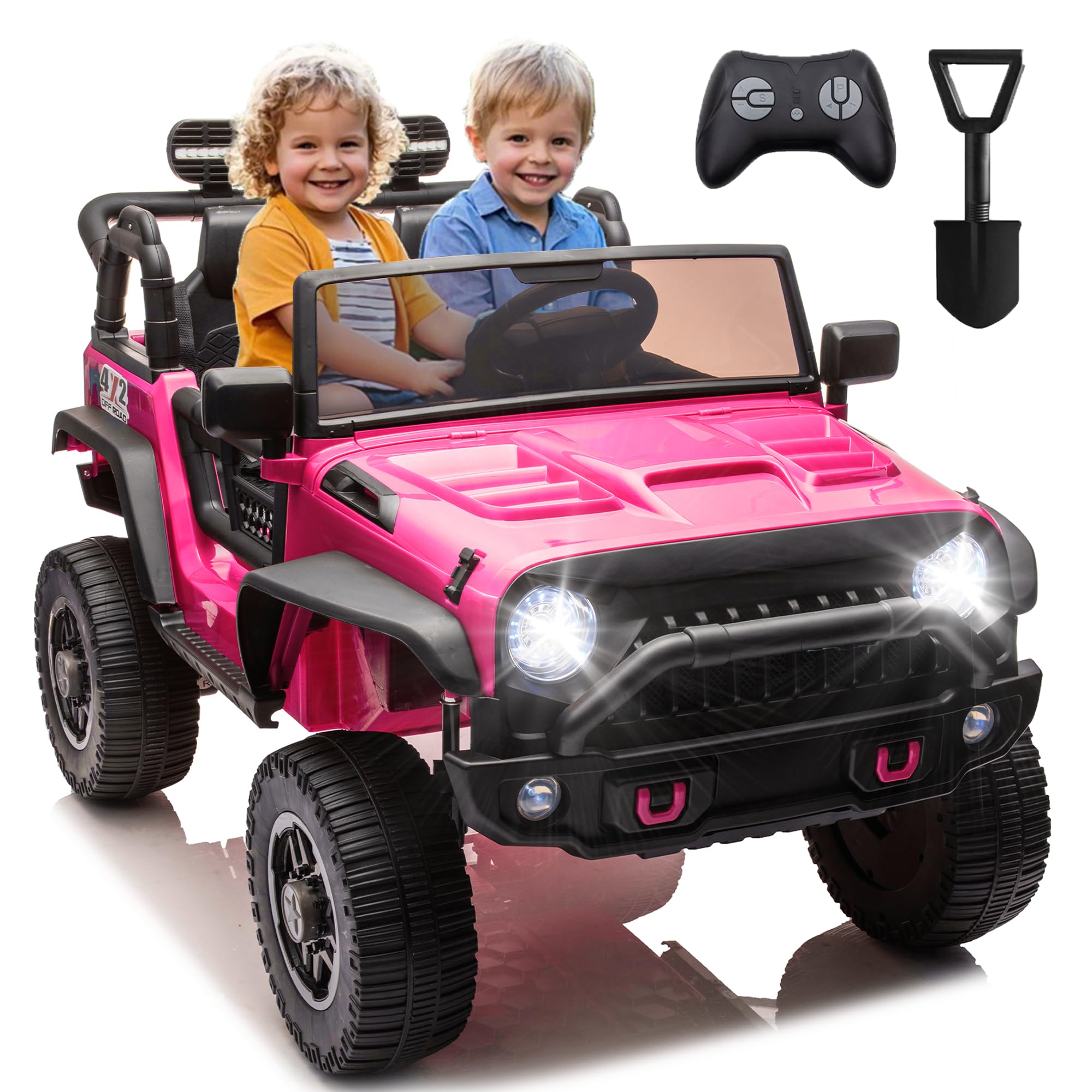 24V Kids Ride On Car Truck with Remote Control, Seater Ride on Toys for  Big Kids w/ Wide Seat, 2x200W Motor, Bluetooth, MP3, Belts, Lights