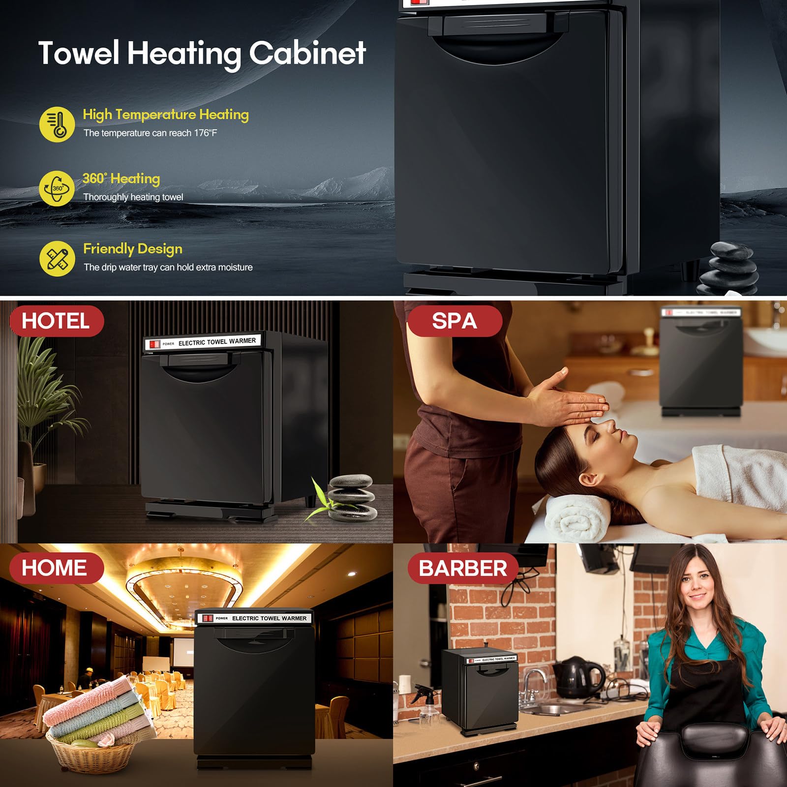 Professioneller Handtuchwärmer, 5 l, 80.0 °C schnelle Heizung, 360 ° Heizung für Spa, Salon, Fitnessstudio und Hotel – kompaktes Design für kleine Handtücher und Komfort.