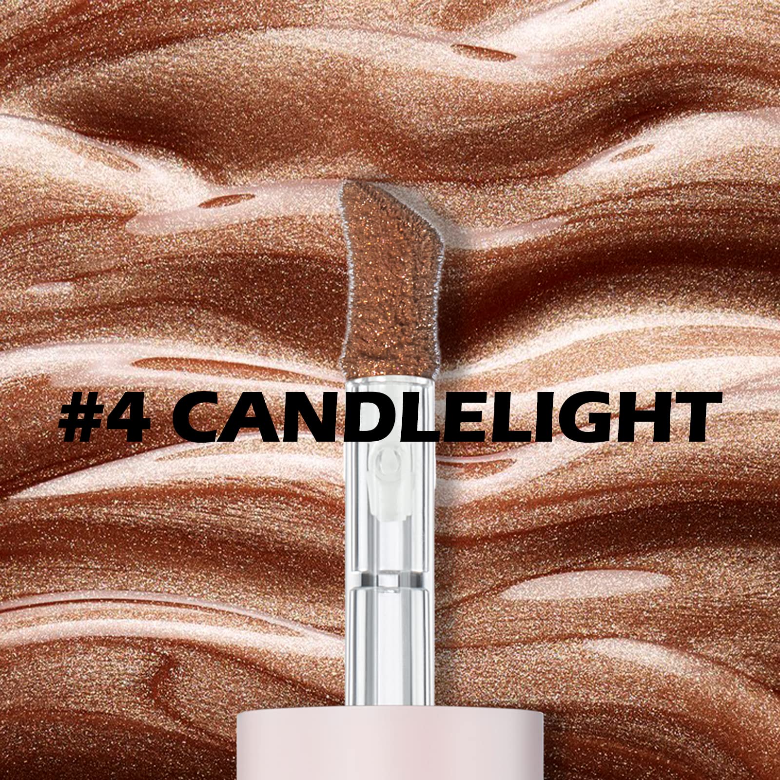Erinde Shimmer Cream Liquid Highlighter - Brightening Face & Body Glow Drops, #14 Candlelight - Image 2