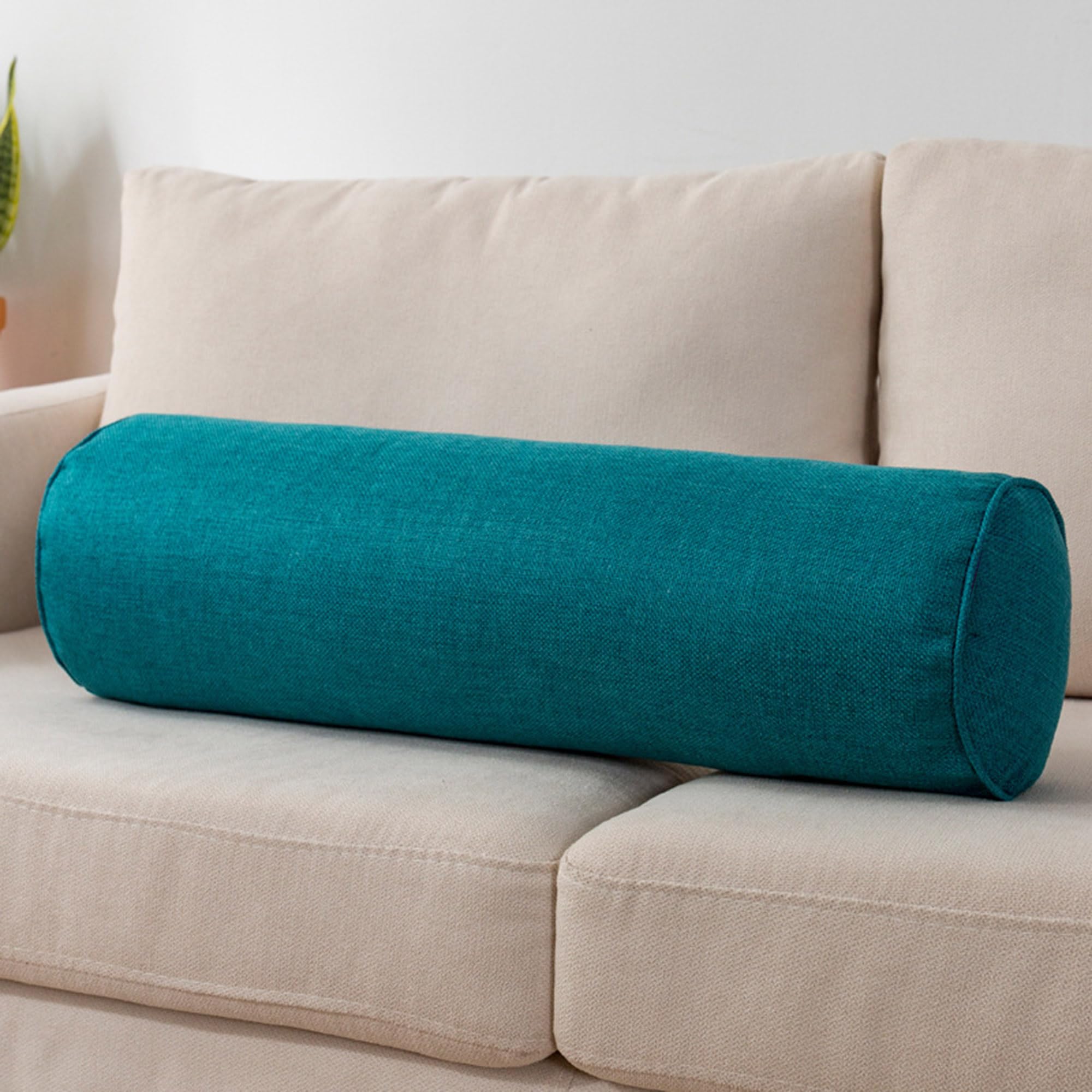 XXIUDEE Round Sofa Armrest Cushion Support, Head Neck Bolster Pillows Cylinder Sleeping Cushions Yoga Bolster Pillows Long Sleeping Cushions for Couch Car Home (60 * 15cm,Dark Green)