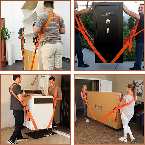 Miniatura 6 de Correas móviles para muebles, sistema de elevación para 2 personas, capacidad de 660 libras, longitud ajustable de 5 a 9.5 pies