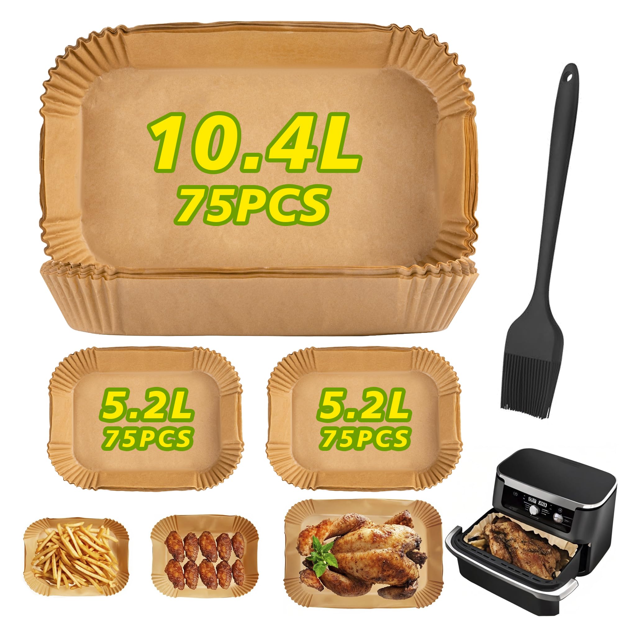 Ninipie 225 piezas Papel Freidora Aire, Accesorios Cosori Dual Blaze TwinFry 10 L, Para Ninja Flex Drawer Dual Zone AF500EU AF500EUCP 10.4 L, Cecotec 9, Accesorios Freidora de Aire Papel Air Fryer