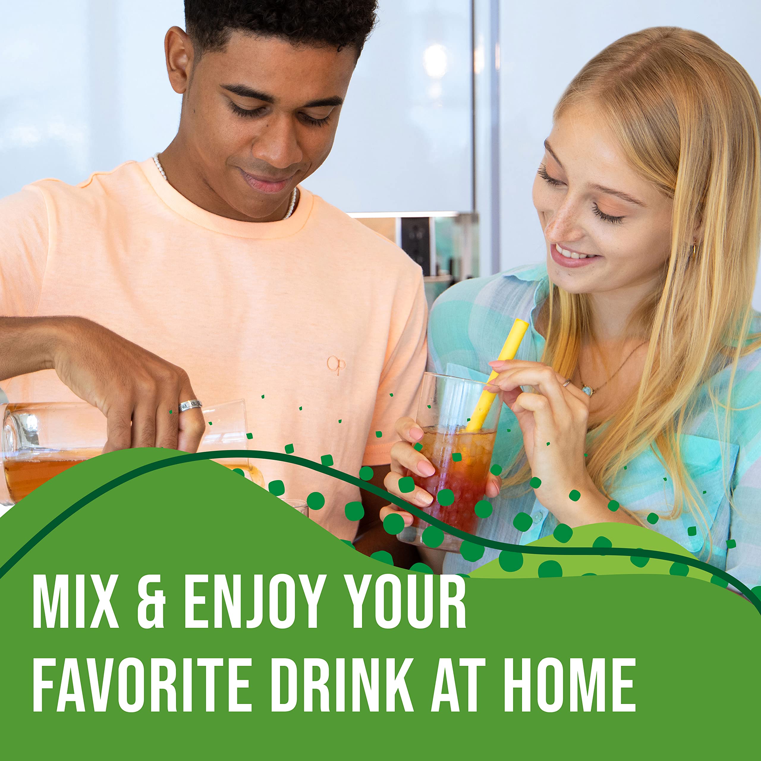 INSPIRE FOOD Bubble Tea Pearls Set - Strawberry Popping Boba 450g, Green Apple Syrup 300ml, 2 Straws