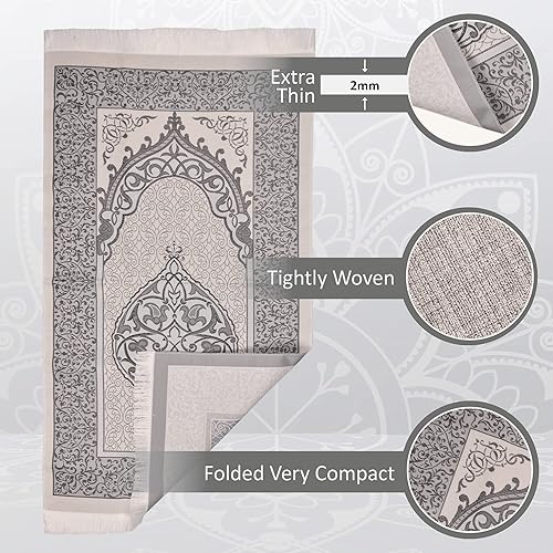 Miniatura 4 de Juego de regalo islámico de alfombra de oración, tapete de oración de terciopelo, cuentas de oración, bufanda y libro Yaseen, regalos perfectos para