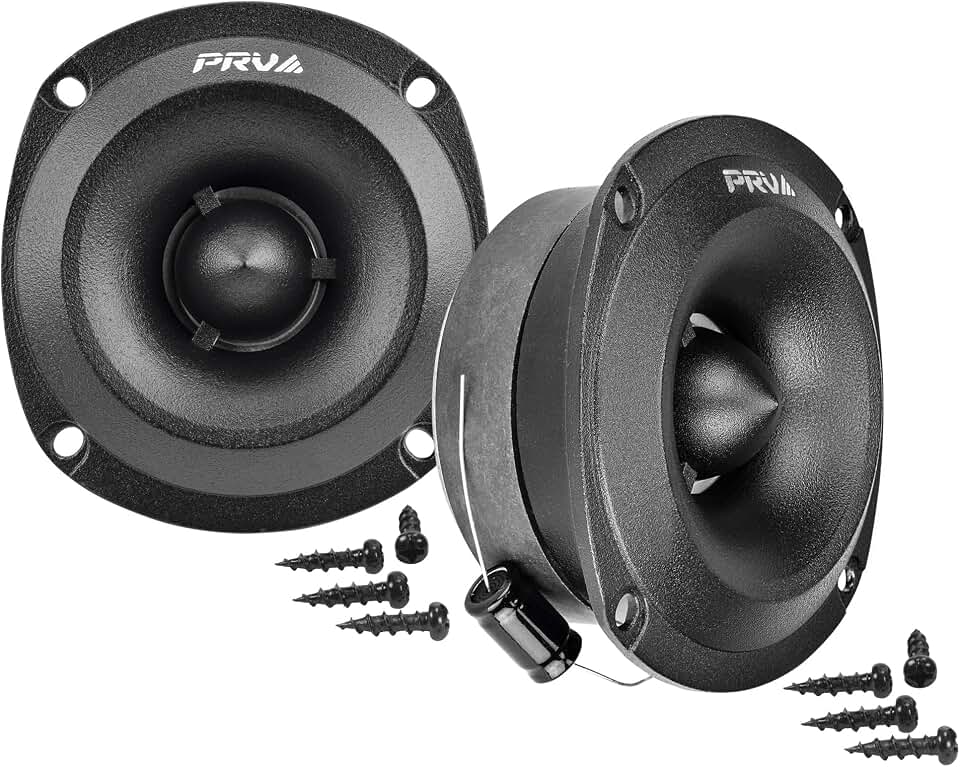 PRV AUDIO Super Tweeters para áudio automotivo, 3,5 polegadas Bullet Tweeter Par 240 Watts, PRV TW350Ti-4 Slim Titanium PRO Shallow Tweeters Alto-falantes 4 Ohm - Ultrafino fácil de montar