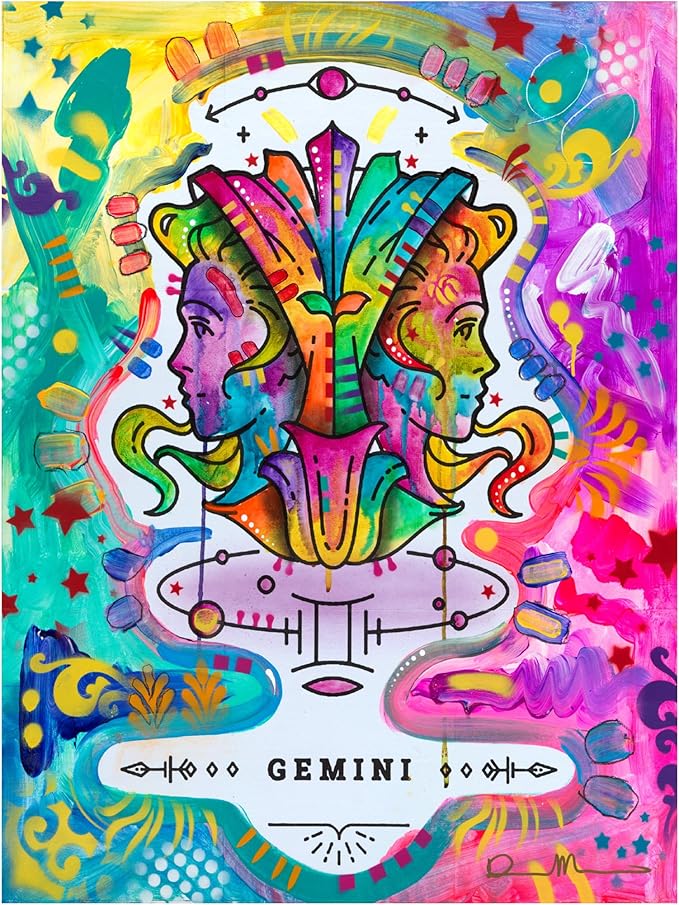 Trademark Fine Art Canvas Wall Art - Dean Russo 'Gemini' Wall Art for Living Room, Bedroom, or Office Décor 14 x 19 Inches
