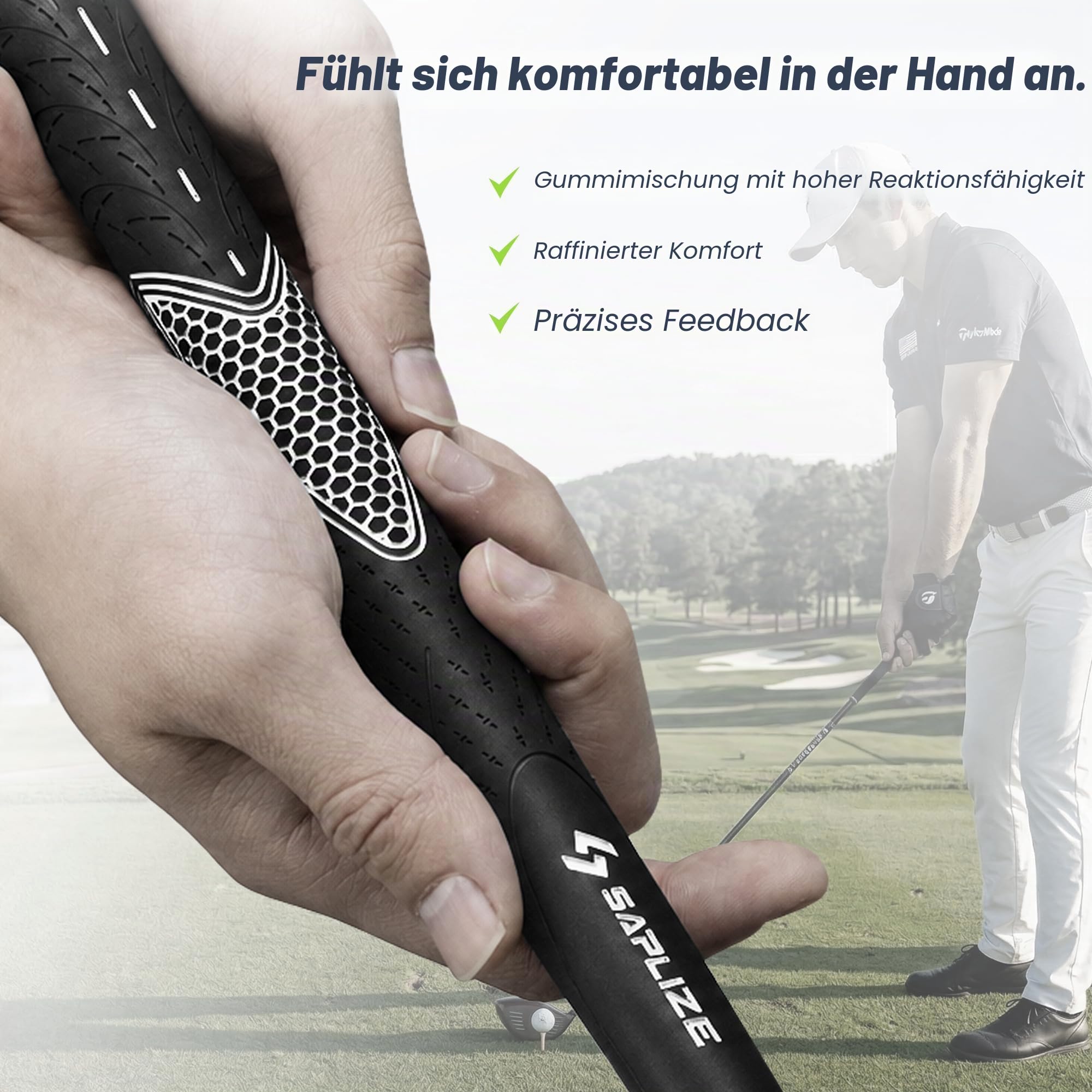 SAPLIZE Golfgriffe 13er-Set mit komplettem Regripping-Kit, Standard / Mittelklasse/übergroß, Weiß / Grün / Rot / Blau, Golfschlägergriff