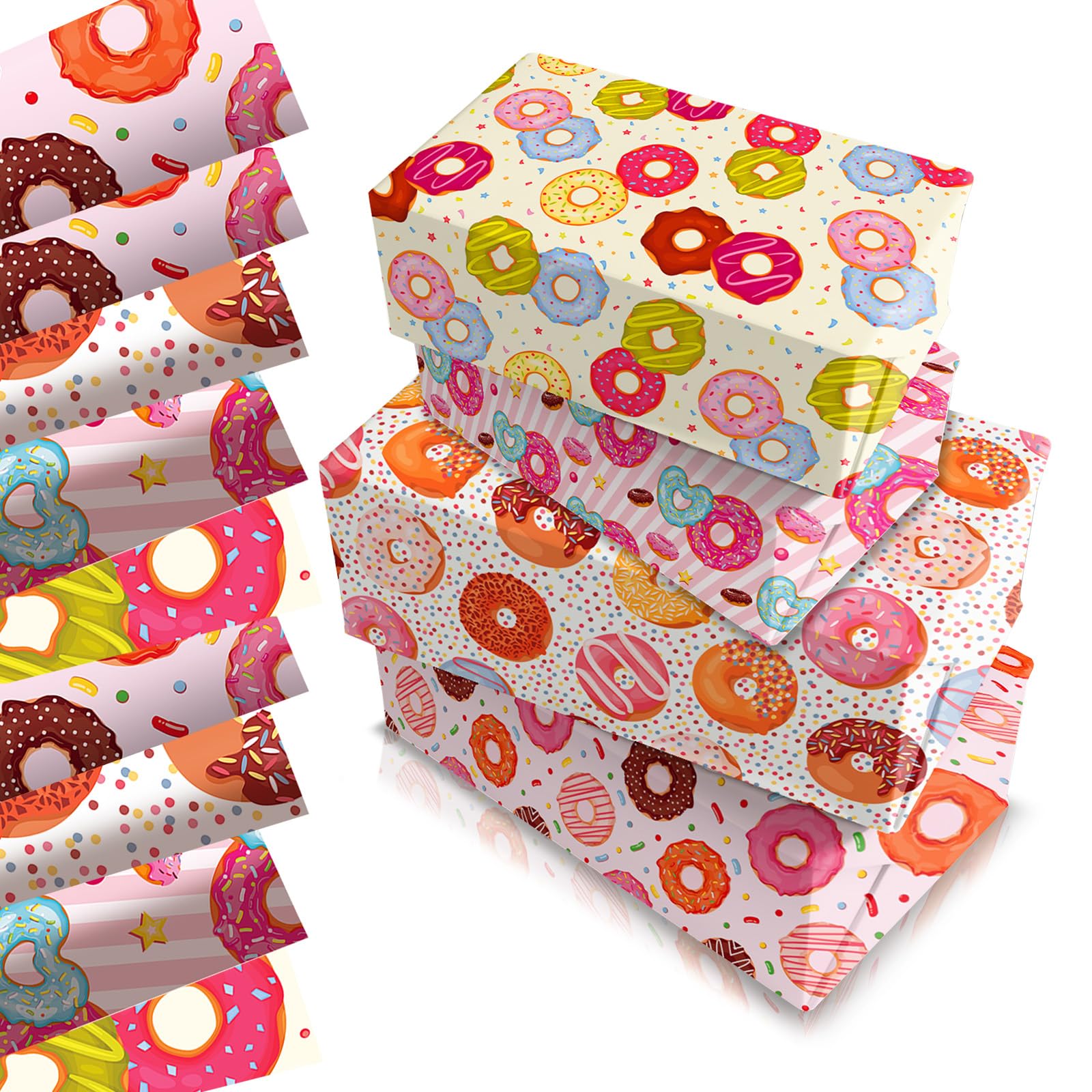 Donut Wrapping Paper Sheets 68x50cm,12 Sheets Colorful Sweet Desserts Doughnut Gift Wrapping Paper,Recyclable Donut Wrapper for Girls Women Kids Birthday Baby Shower Party Gift Wrap Boxes Decorations โ image 1