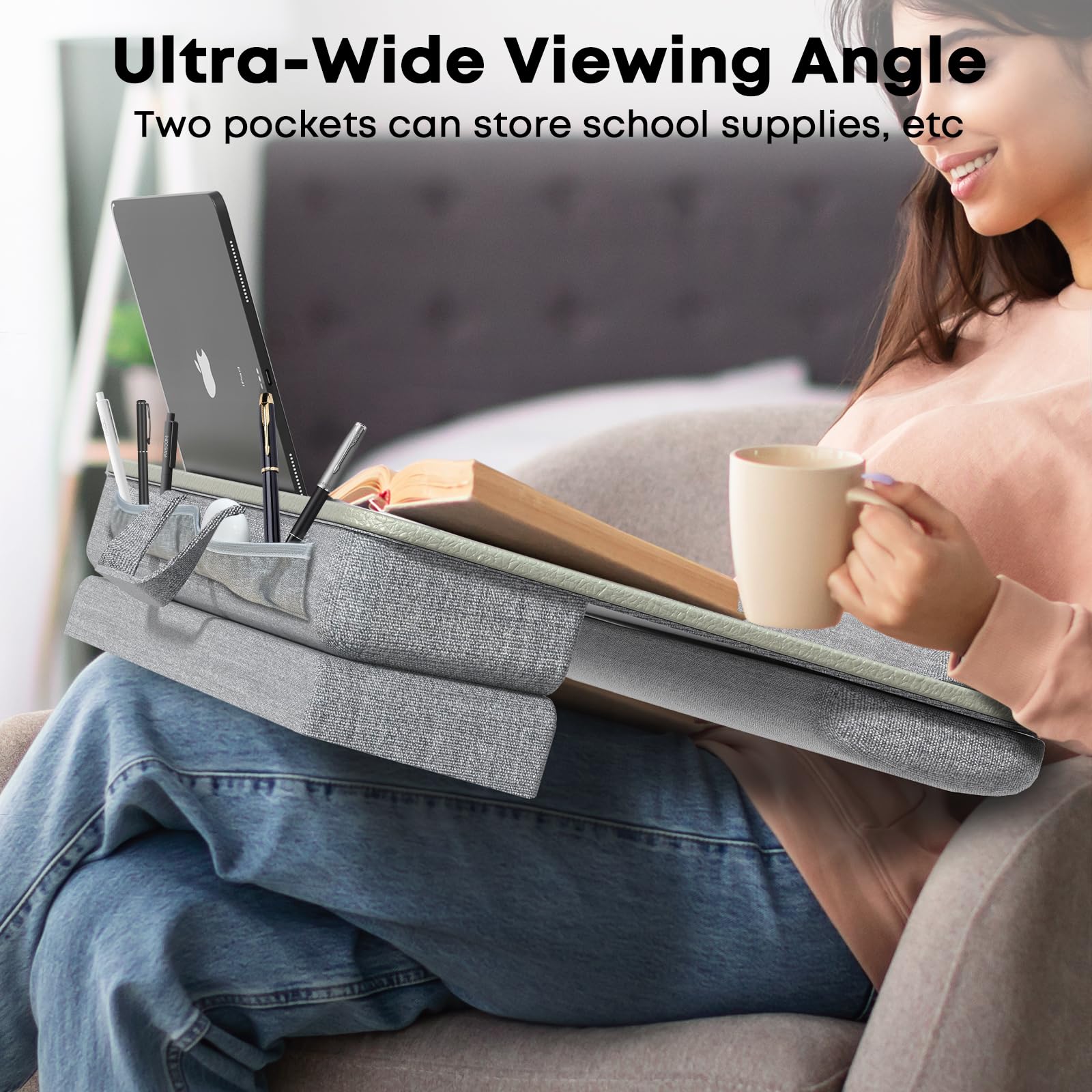 Cuscino Per Laptop Regolabile - Supporto Per PC Fino A 16", Con Poggiapolsi E Ventilazione - Foto 9