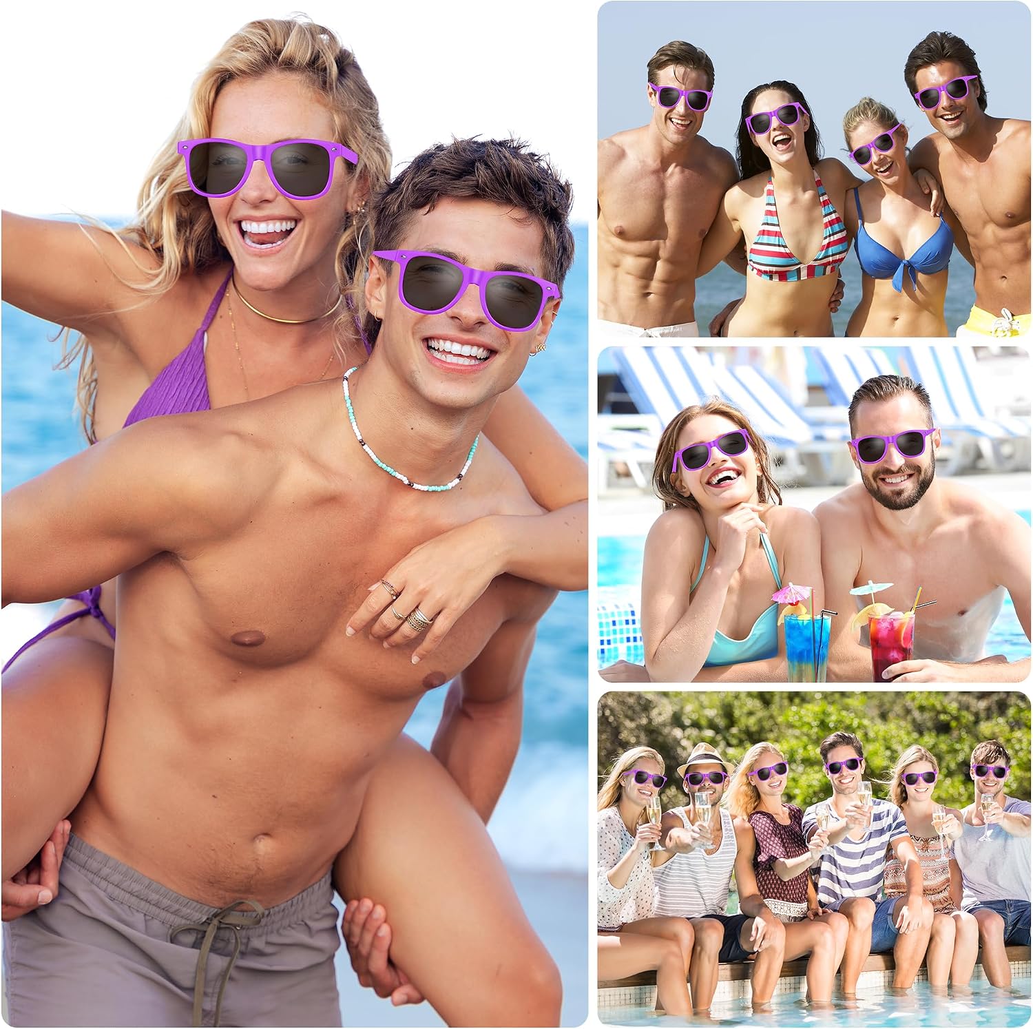 Oleitodh 60 Pack Purple Party Sunglasses for Kids, Teens and Adults