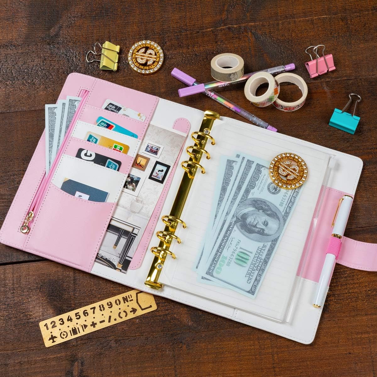 Harphia A5 Planner Binder Refillable Personal Organizer with Accessories, 6 Ring Planner Binder Softcover Calendar Light Pink Refills Accessories Included(A5 9.25 x 7.08'') : Office Products
