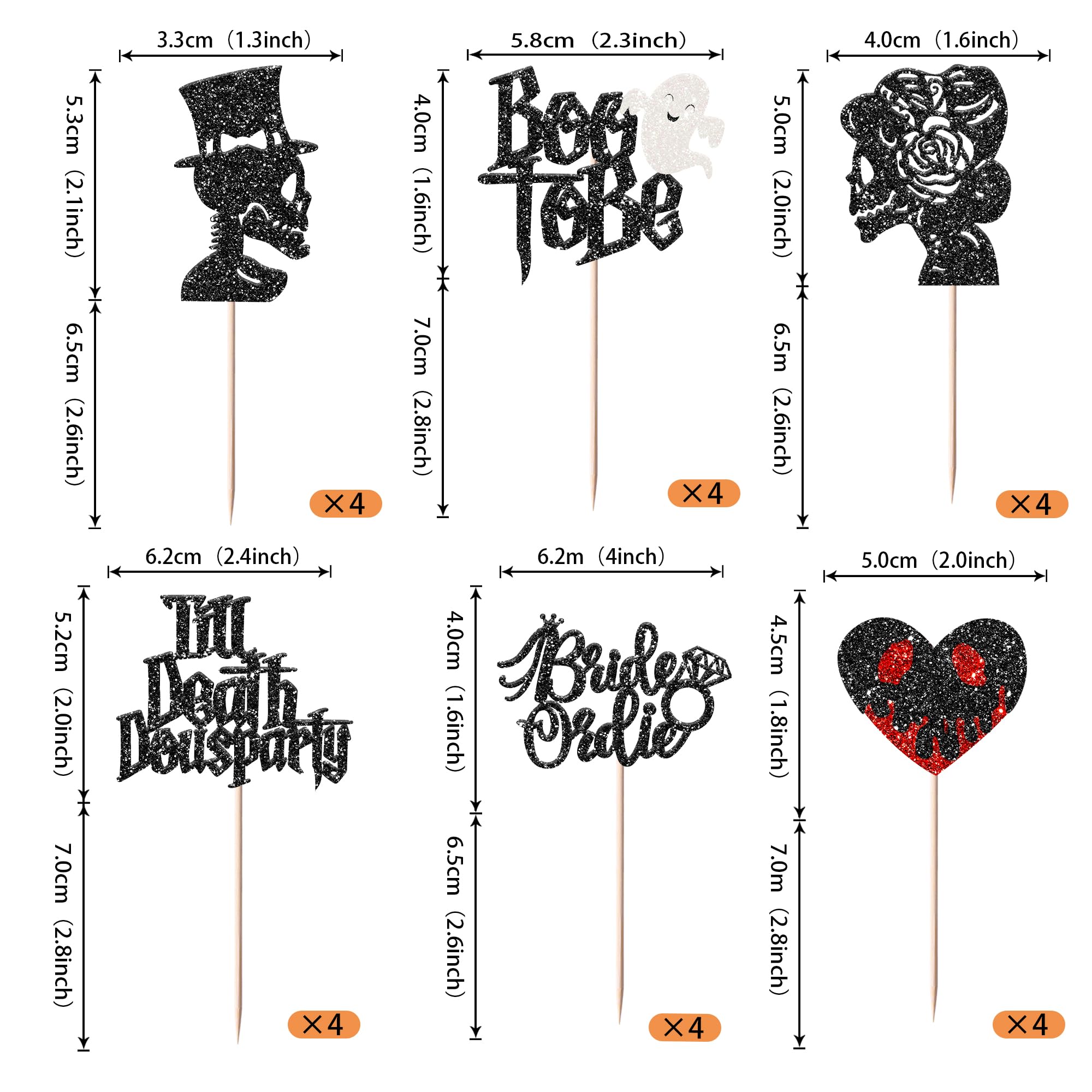 Rsstarxi 24 Pack Halloween Bachelorette Cupcake Toppers Glitter Ghost Bride or Die Boo To Be Ring Cupcake Picks for Halloween Horror Theme Birthday Engagement Party Cake Decorations