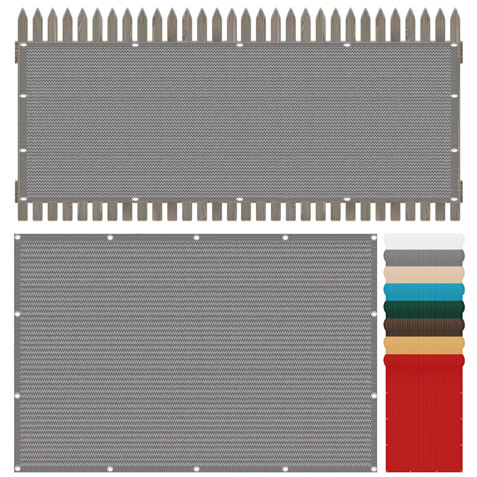 Recinzione Copertura Per Balcone 95 x 550 cm Protezione Privacy, Anti-Uv, Resistente Al Vento, Recinzione Copri Ringhiera Balcone con Funi e Fascette per Balcone Giardino Terrazza, Grigio