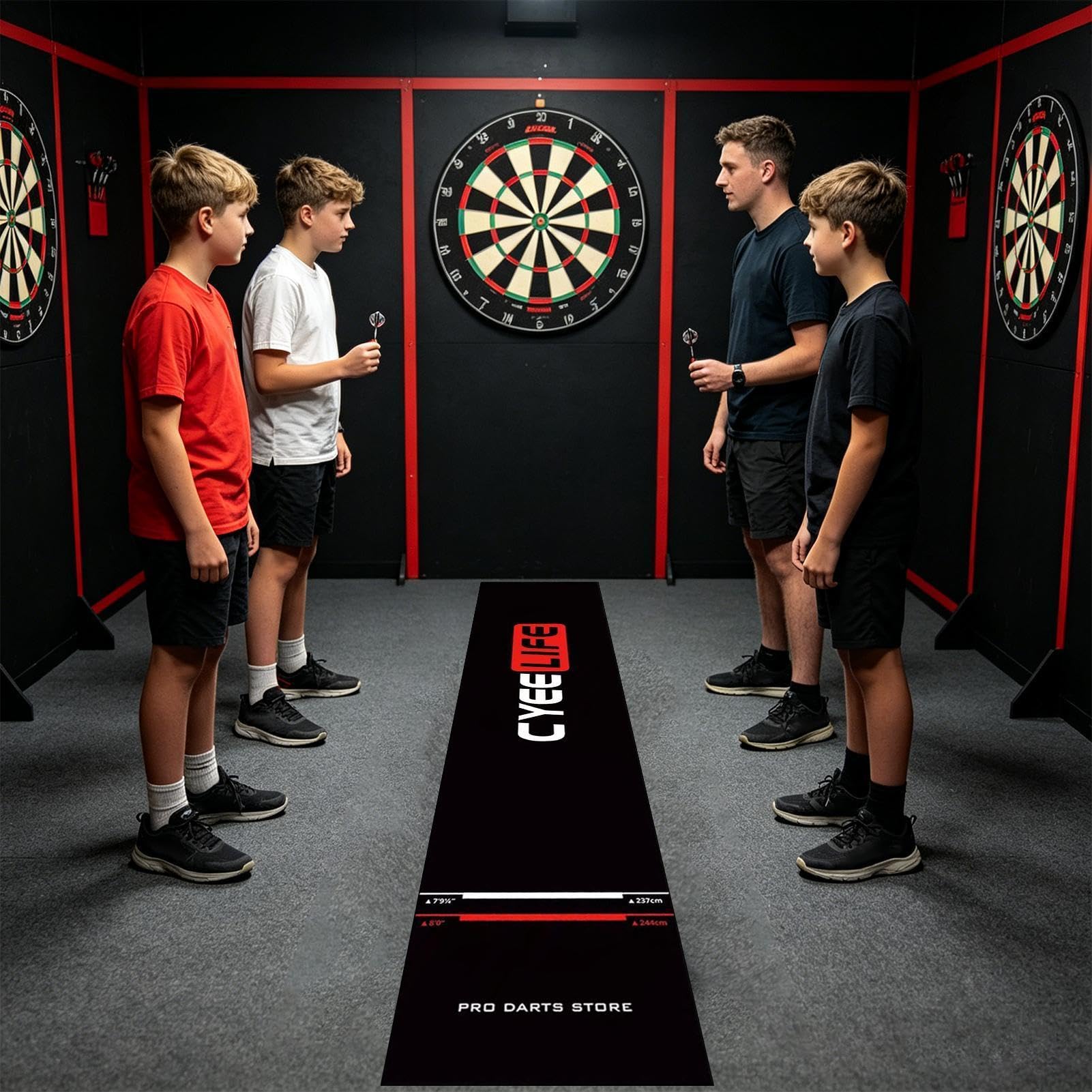 Tapis De Fléchettes,Protection De Sol Portable Antidérapante avec Ligne De Lancer - Tapis de Lancer Fléchettes | pour Salle de Jeux Centre de Loisirs Club Sportif Bureau sous-Sol et Garage