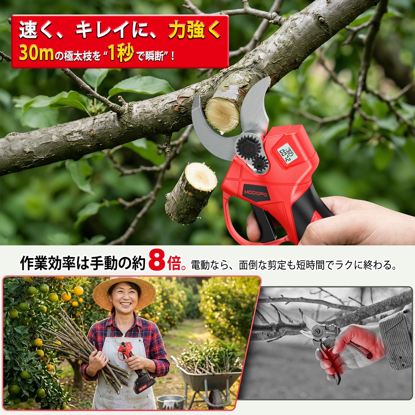 2026新登場強化版 MODOFO 剪定バサミ 充電式 20v 電動ハサミ ブラ Amazon | 2026新登場強化版 MODOFO 剪定バサミ 充電式 電動ハサミ 18V