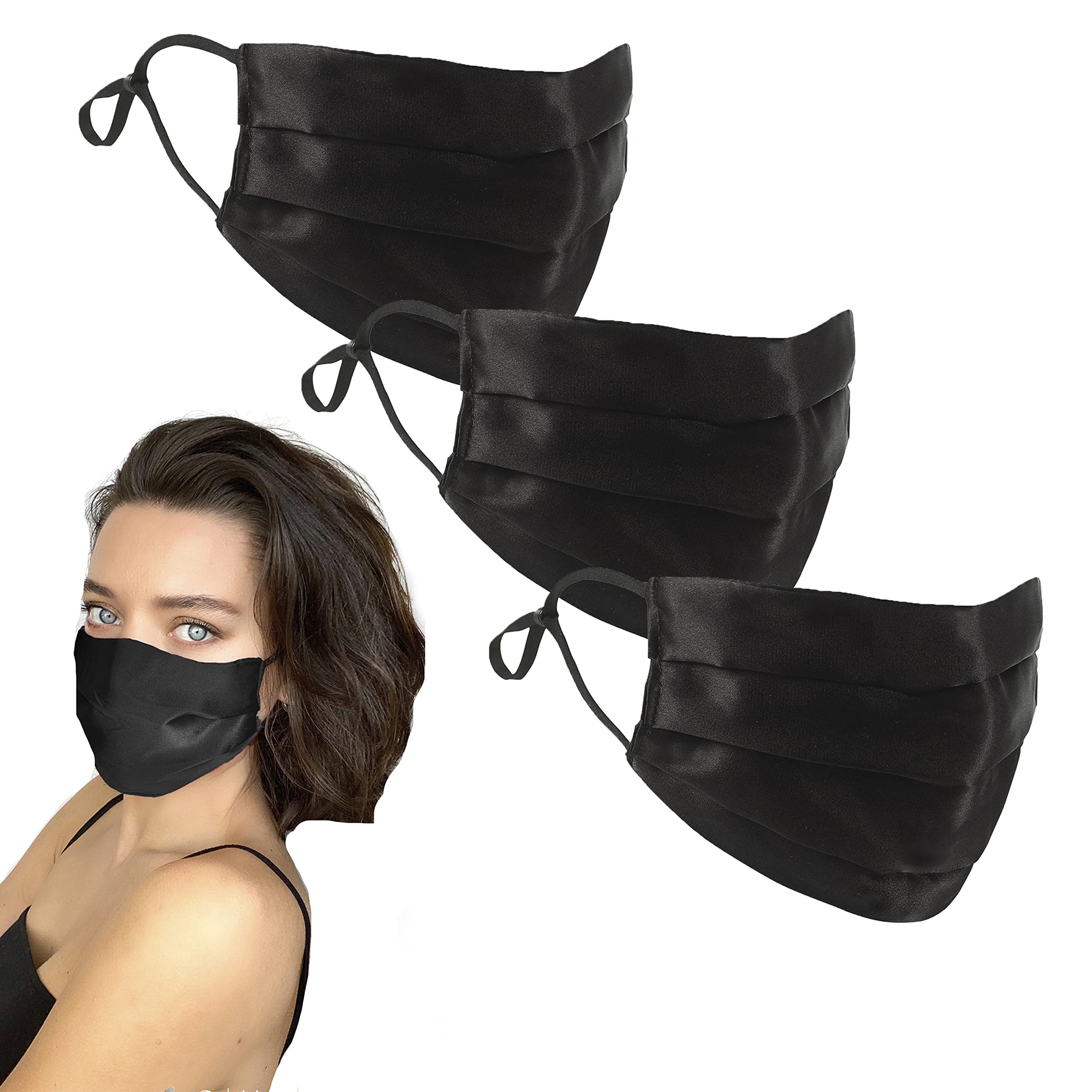 GOLDEN HOUR Silk Satin Face Mask, Navy