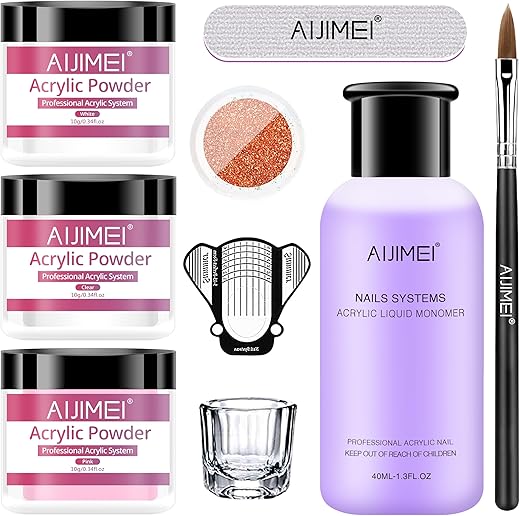 Acrylic Powder Acrylic Nail Kit with Professional acrylic Liquid Monomer Acrylic Nail Set Nail Extension Acrylic Nail Kit for Beginners Nail Art Starter Kit Acrylic Nails Acrylic Nail Supplies