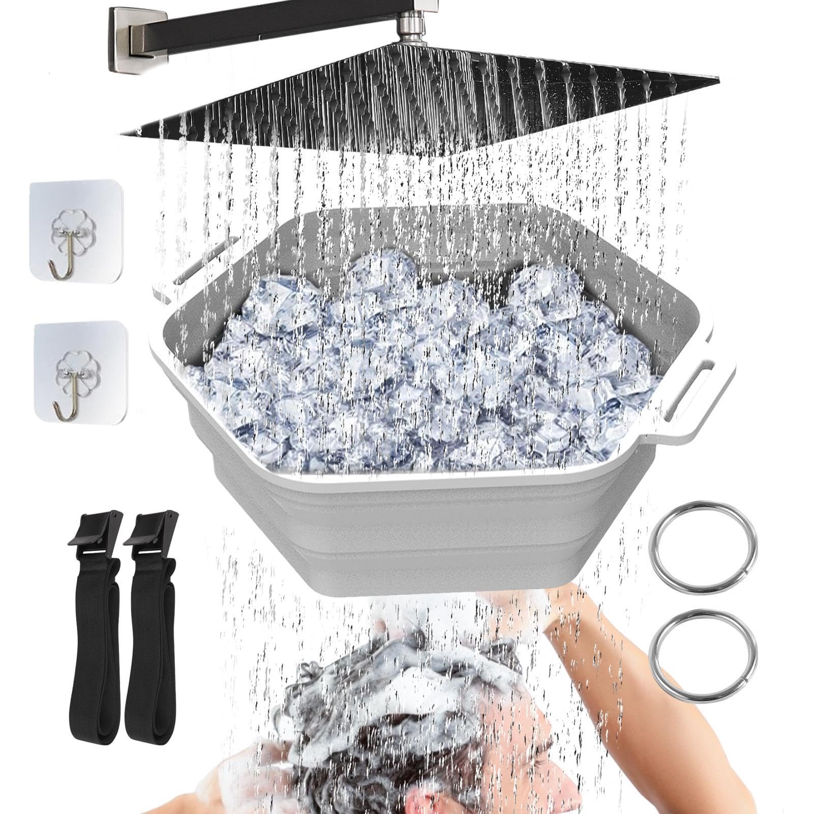 Gdiojnfg Ice Bath Shower Attachment - Rapid Cooling Portable Ice Shower,Folding Water Chiller for Ice Bath, Ice Shower Attachment, Rapid Cooling Portable Ice Bath