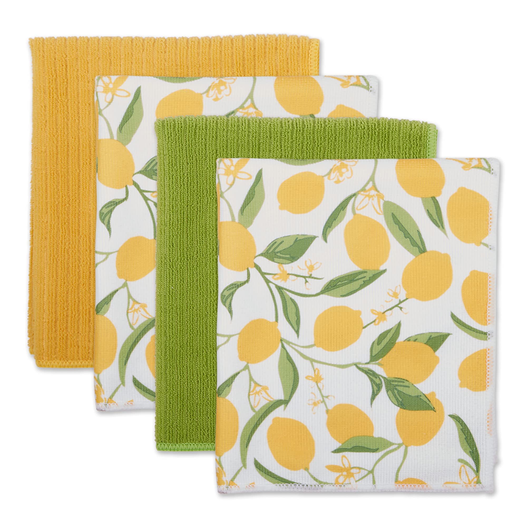 DII Cleaning Collection Multi-Purpose Microfiber, Lemon Print, Dishtowel Set