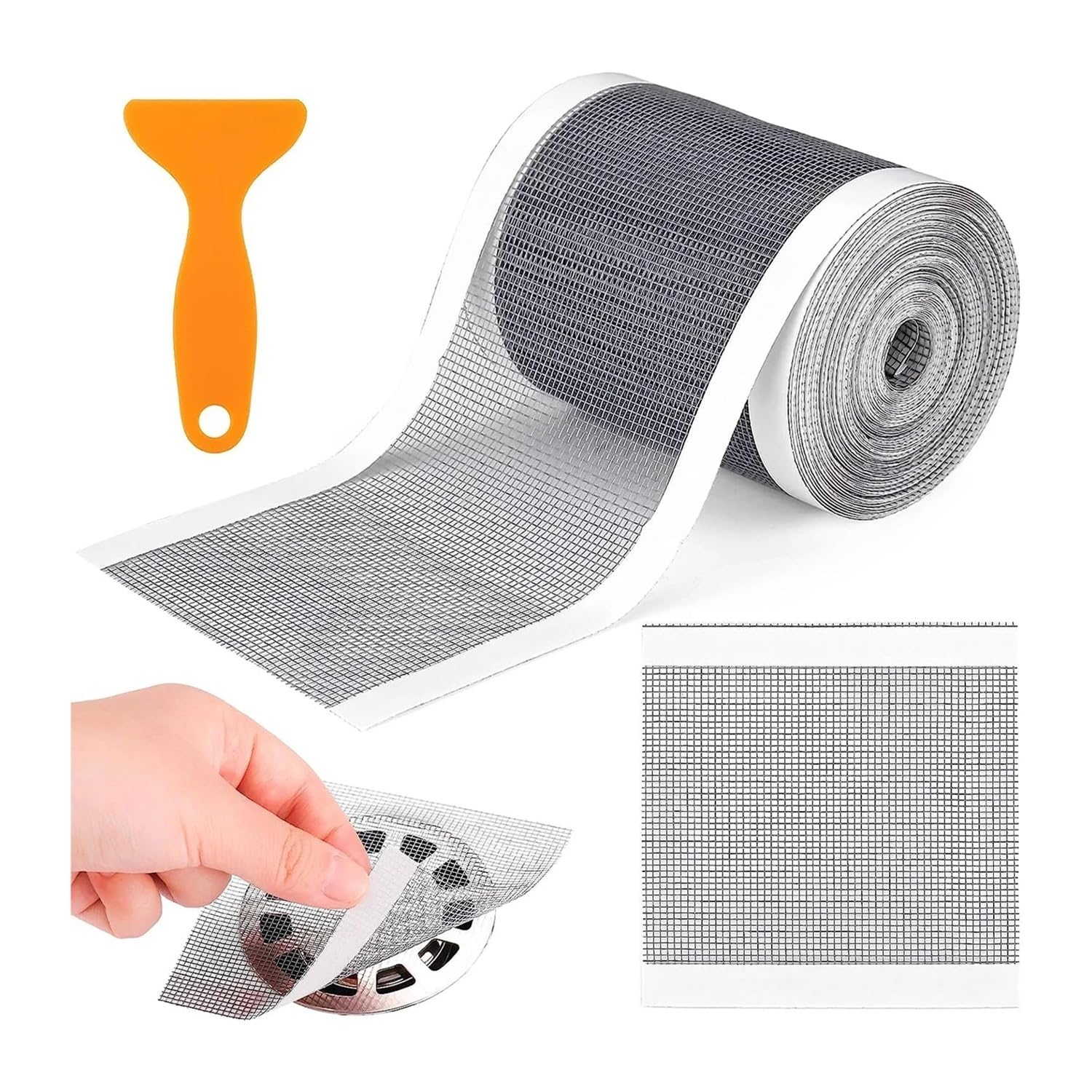 Filtro per scarico doccia autoadesivo usa e getta, filtro a rete per pavimento del bagno, 100 mm x 10 m, protezione per capelli e detriti, facile da installare