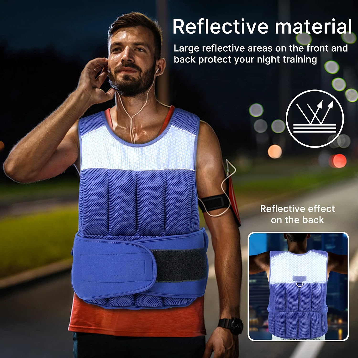 Ativafit Adjustable Weighted Vest with Reflective Design 22 Lbs Workout Vest for Strength Training, Walking, Jogging, Weightlifting, Running Men Women Kids