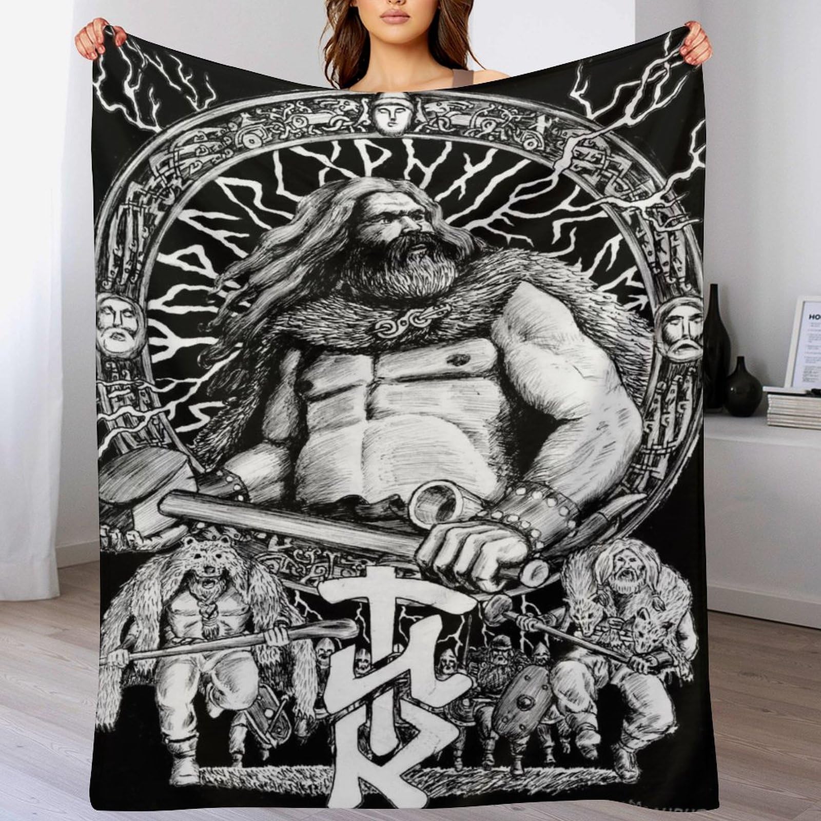 Couverture viking en flannel chaude lavable fini les frissons sur le lit