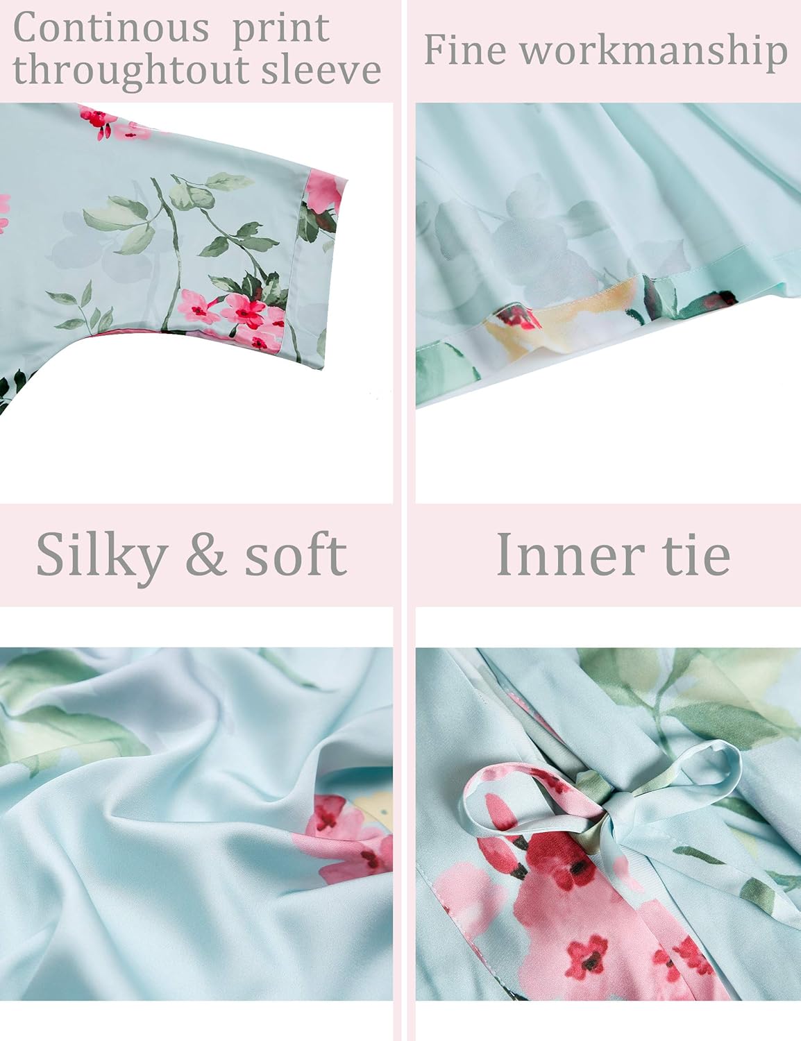 Aensso Long Soft Lightweight Silky Kimonos Robes for Women, Luxury Japanese Floral Womens Kimono Robe - Image 3