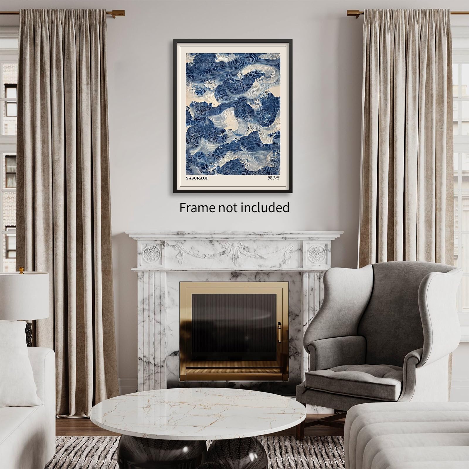 Amazon.com: Japanese Blue Waves Wall Art Vintage Oriental Japandi