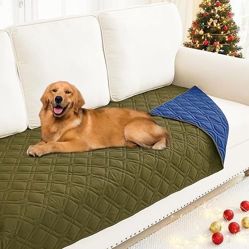 Miniatura 104 de Smiry Funda impermeable para cama de mascota, suave y lavable, para cama, sofá, reversible, perros pequeños, medianos, grandes, gatos, diseño