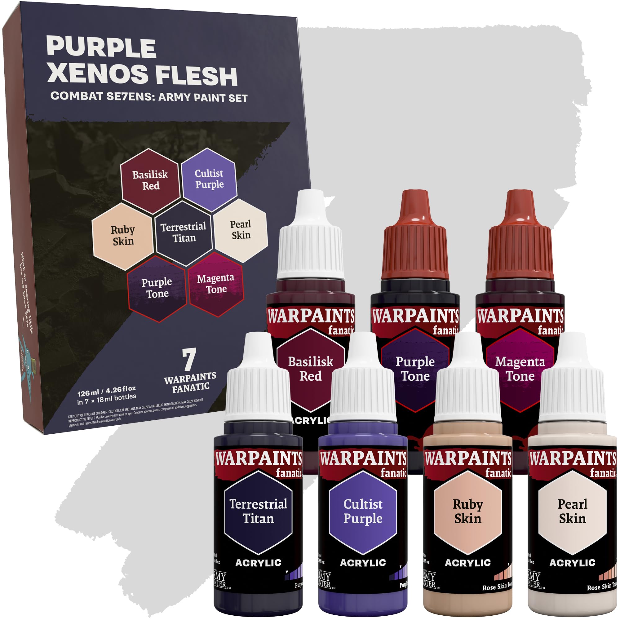 The Army Painter, Combat Se7ens: Purple Xenos Flesh, 7 x 18 ml Warpaints Fanatic, 5 Acrylic, 2 Washes, Perfect for Miniature Quality Hobby Paints for DnD & Warhammer Figures