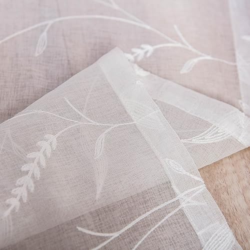 Miniatura 5 de VOGOL Cenefa transparente con bolsillo para cortinero, cenefa lisa para cortinas de cocina para ventanas, paneles de cortina bordados para