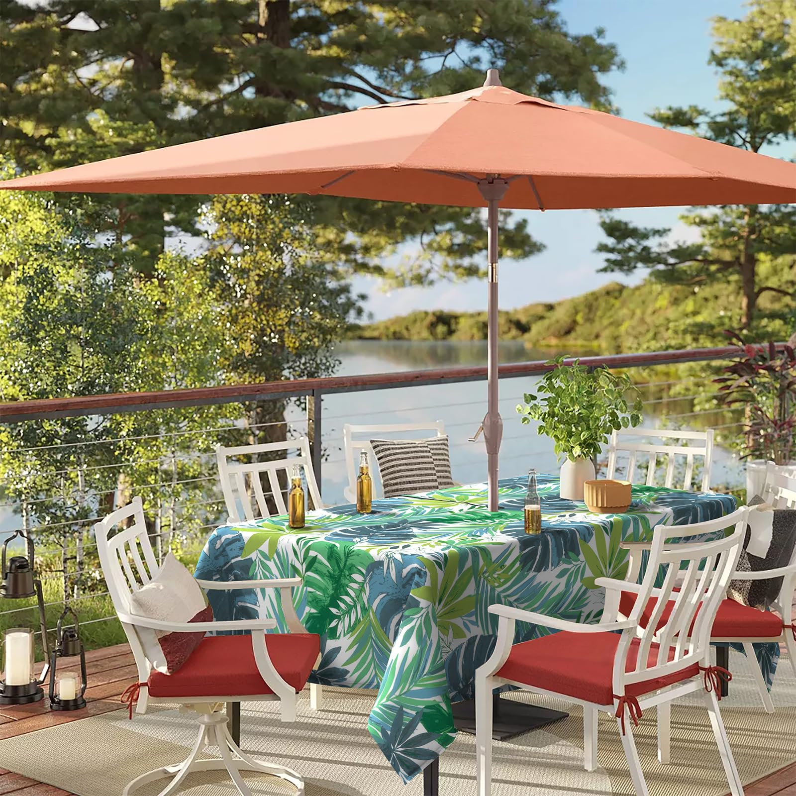TWLEAR Outdoor Tablecloth 60x84 inch, Rectangle Table Cloth with Umbrella Hole and Zipper, Patio Table Covers for Spring, Summer, Party, Backyard, Picnic, BBQs, Islamorada Blue Green : Home & Kitchen