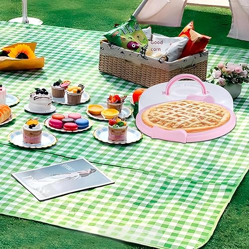 Miniatura 8 de EWAFILU Recipiente de plástico para tartas con tapa y asas plegables, recipiente redondo para cupcakes para magdalenas, galletas, contenedores de