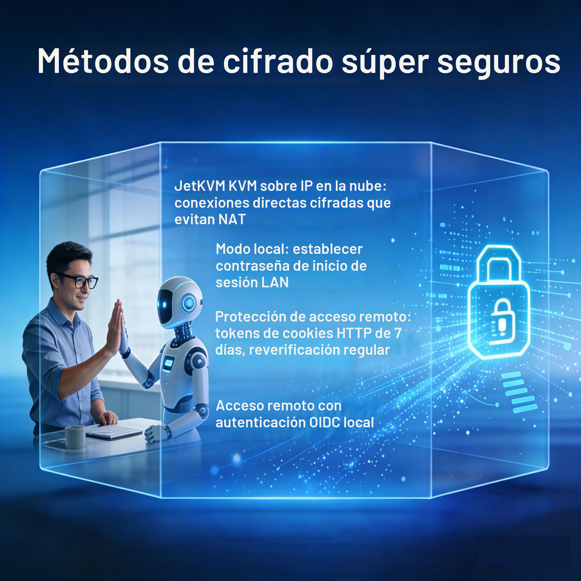 Interruptor KVM IP de código Abierto JetKVM Computadora Control Remoto Dispositivos Activos LP/Mac/HDMl/USB Estado LCD USB-C (alimentación/Teclado/ratón) Mac/Windows/Linux (vídeo de operación