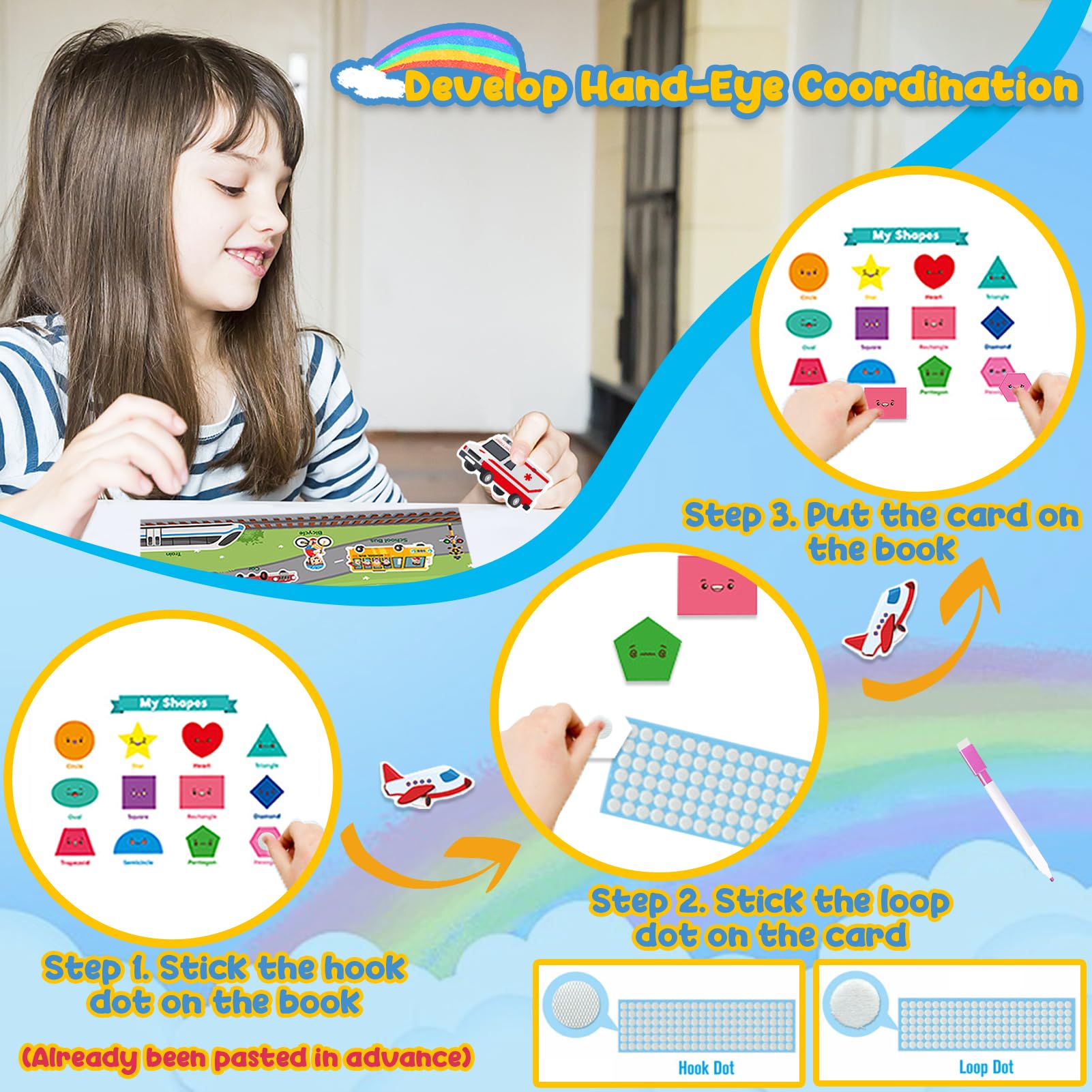 TEUVO Montessori Quiet Book per Bambini 1 2 3 4 5 6 Anni 14 Temi Preschool Libri Sensoriali Busy Book per Bambini Viaggi Libro Sensoriale Attacca Stacca Educativi Autismo Giochi Regali Ragazzi Ragazze