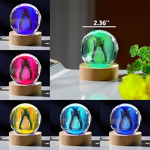 Miniatura 2 de Regalos de pingüinos 3D para mujer, bola de cristal de 2.362 in, figura de animales de cristal, decoración de pingüinos, para aniversario,