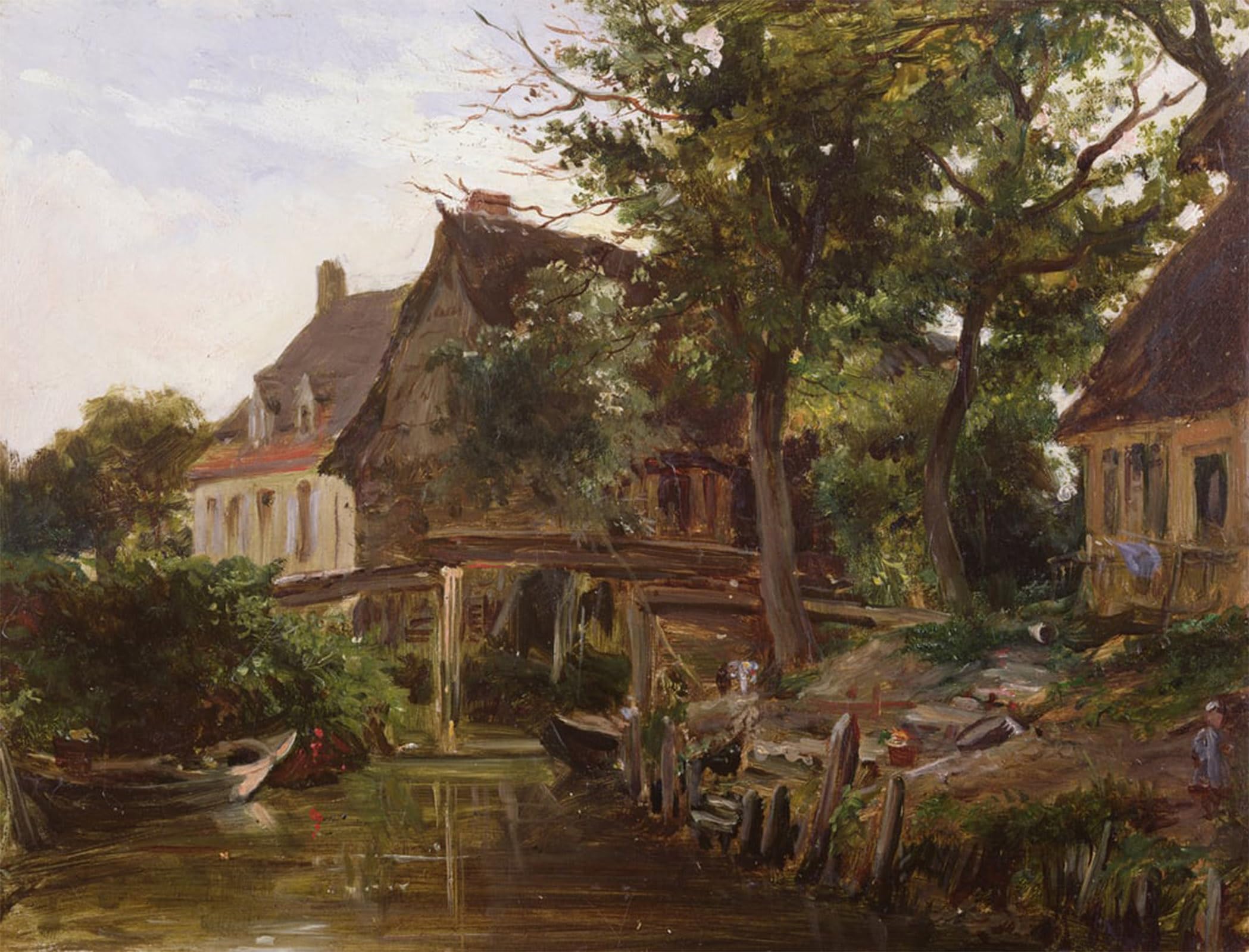 ARTXLXXBN Famous Painting Canvas Artwork Graffiti Print Cottages by Richard Parkes Bonington Portrait Canvas Image for Home Decor 60x90cm