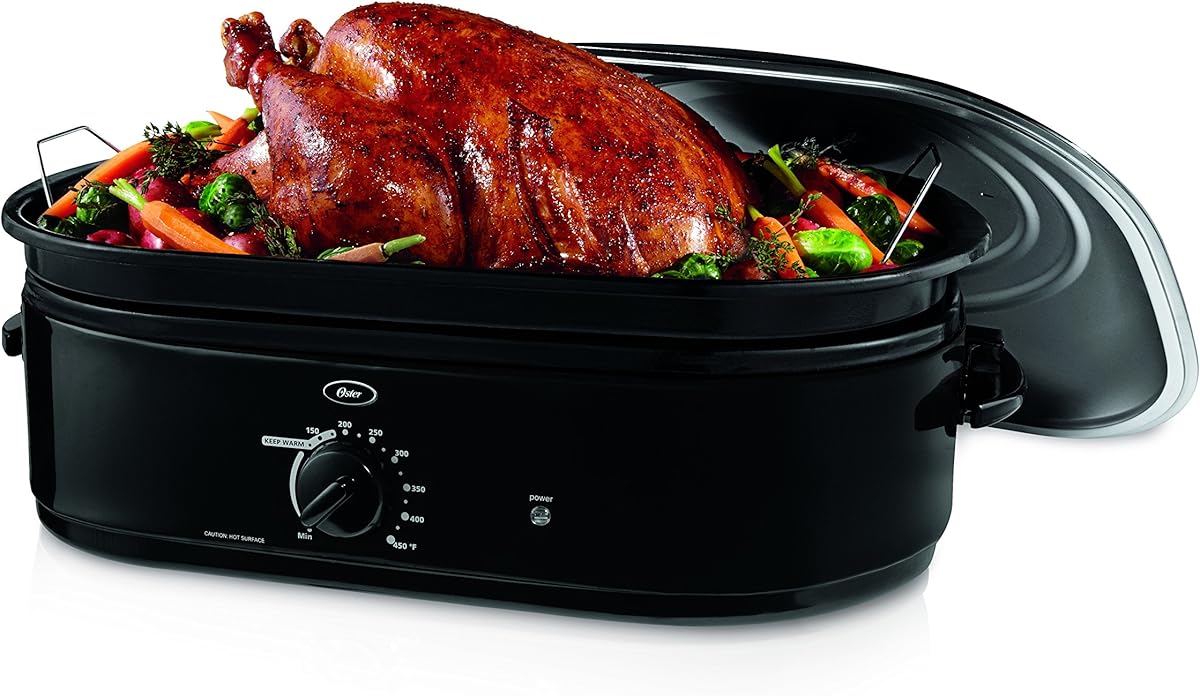 Oster CKSTRS18-BSB-W 18-Quart Roaster Oven with Self-Basting Lid, Black