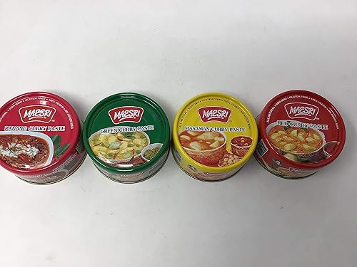 Variedad de pasta de curry 4pk verde, rojo, masaman y curry panang