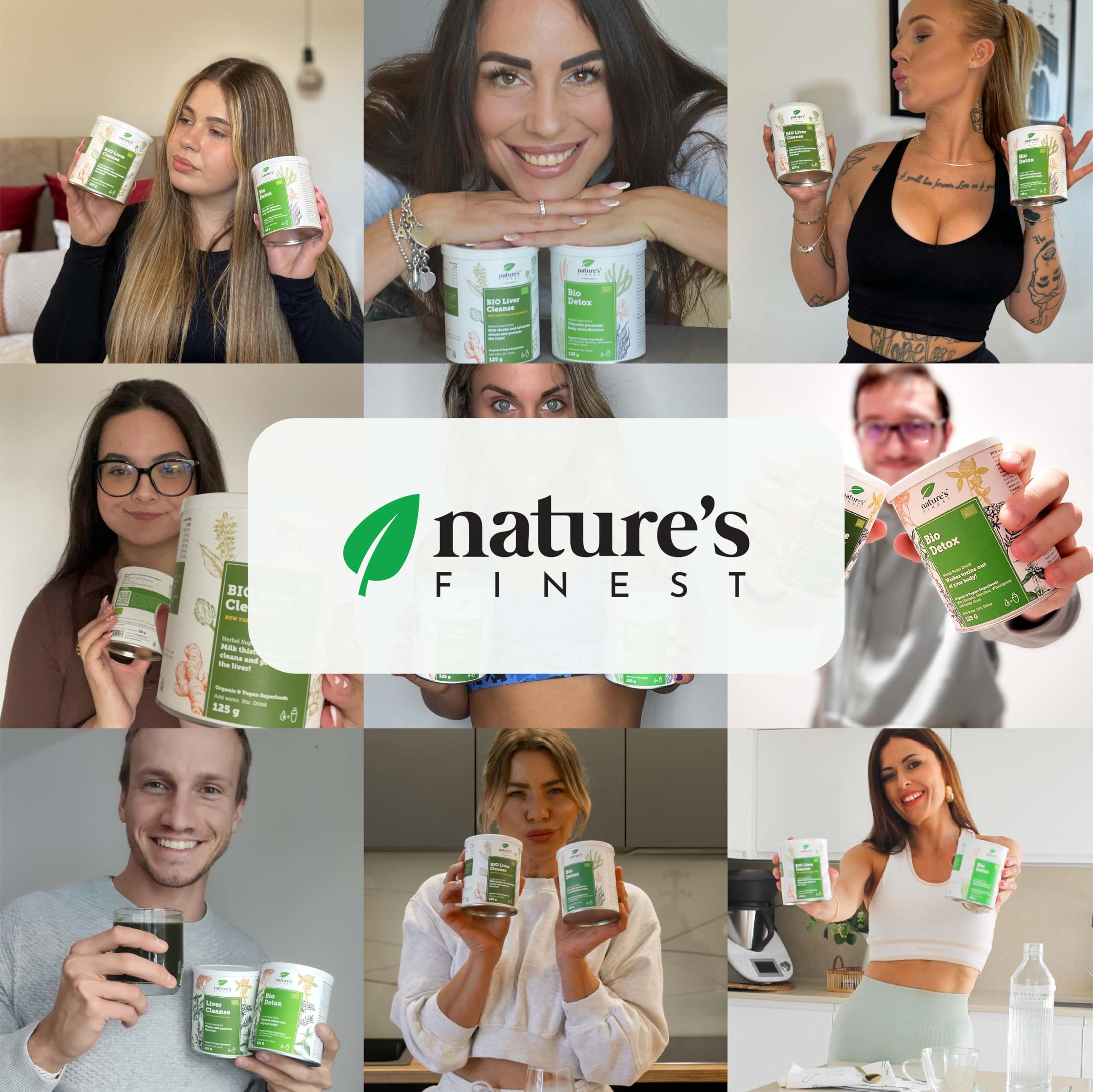 Nature's Finest Liver Cleanse + BIO Detox, Duo 250 g | Duo de boissons en poudre : Liver Cleanse orange (curcuma, chardon-Marie) et BIO Detox (5 superaliments verts bio)
