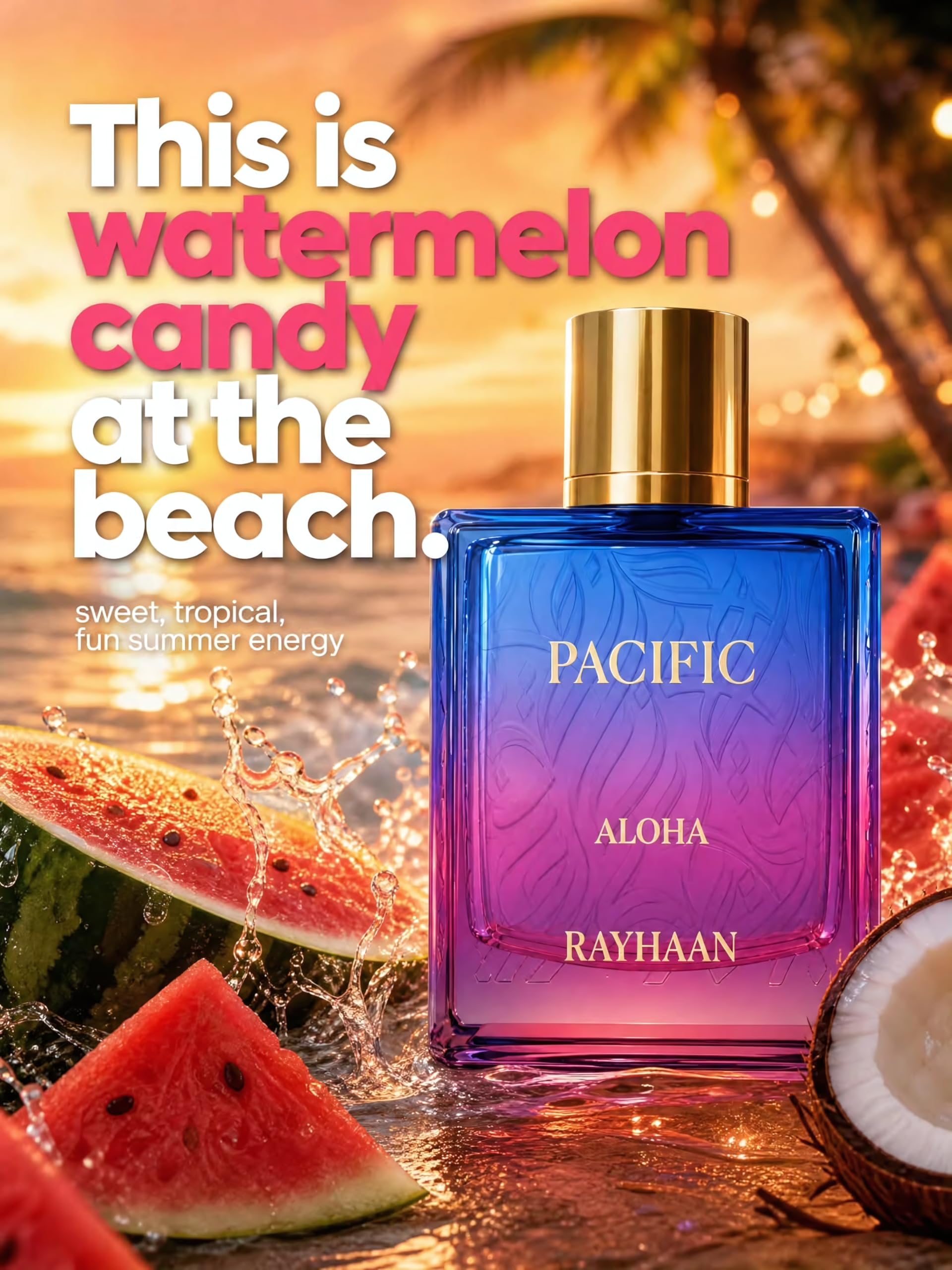 Rayhaan Pacific Aloha EDP 100 ml Unisex – Profumo arabo tropicale, fruttato e fresco di lunga durata