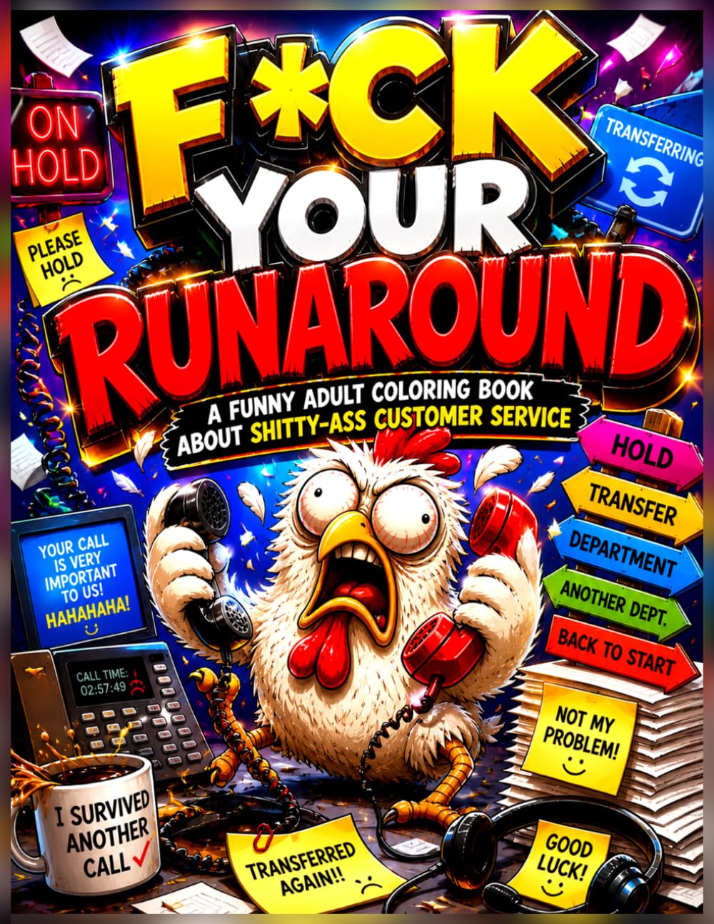 Fuck Your Runaround: A Funny Adult Coloring Book About Shitty-Ass Customer Service (Cluck Around & Find Out! Clucking Awesome Adult Coloring Books)
