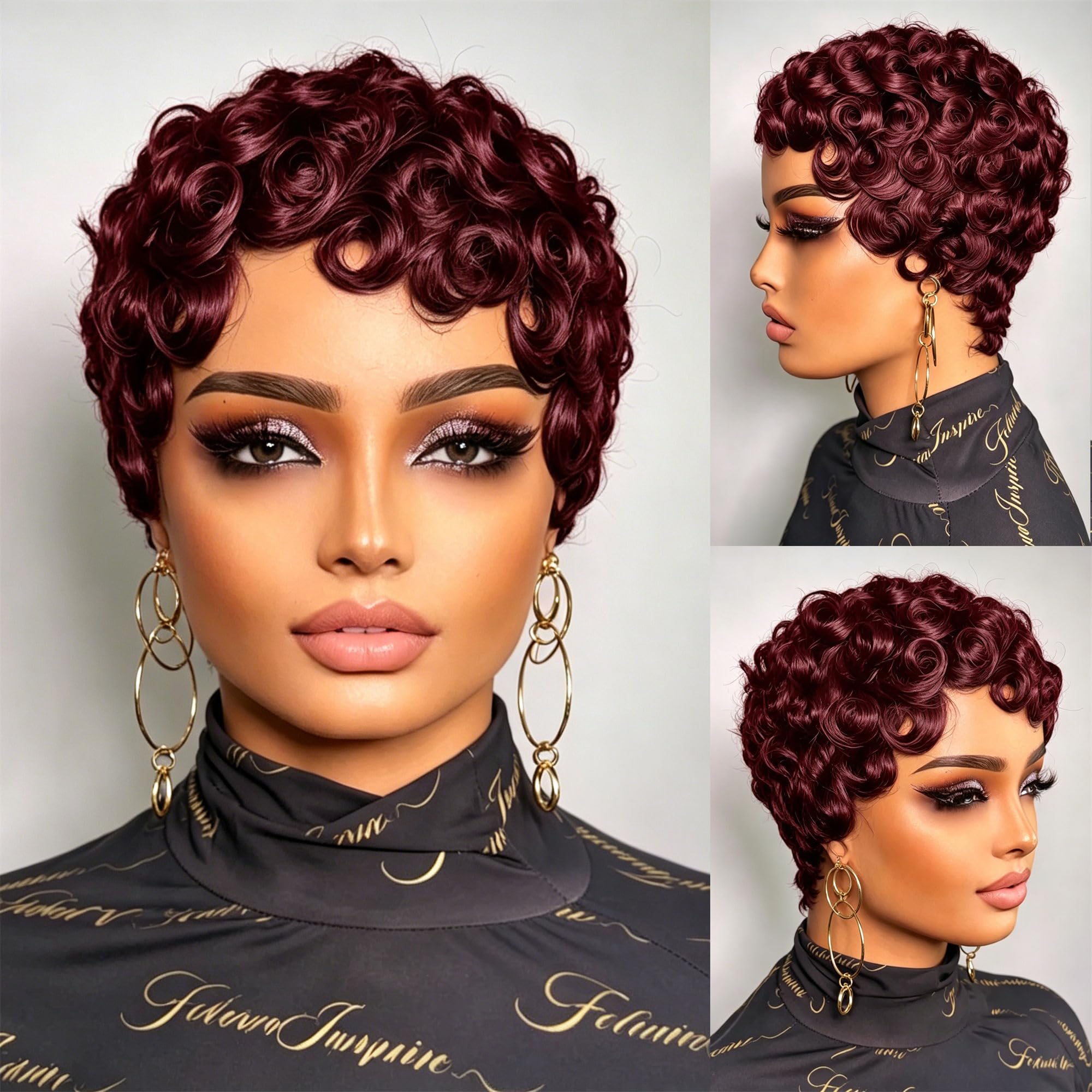Amazon.com : FREEKWEEN Short Curly Pixie Wig for black women 