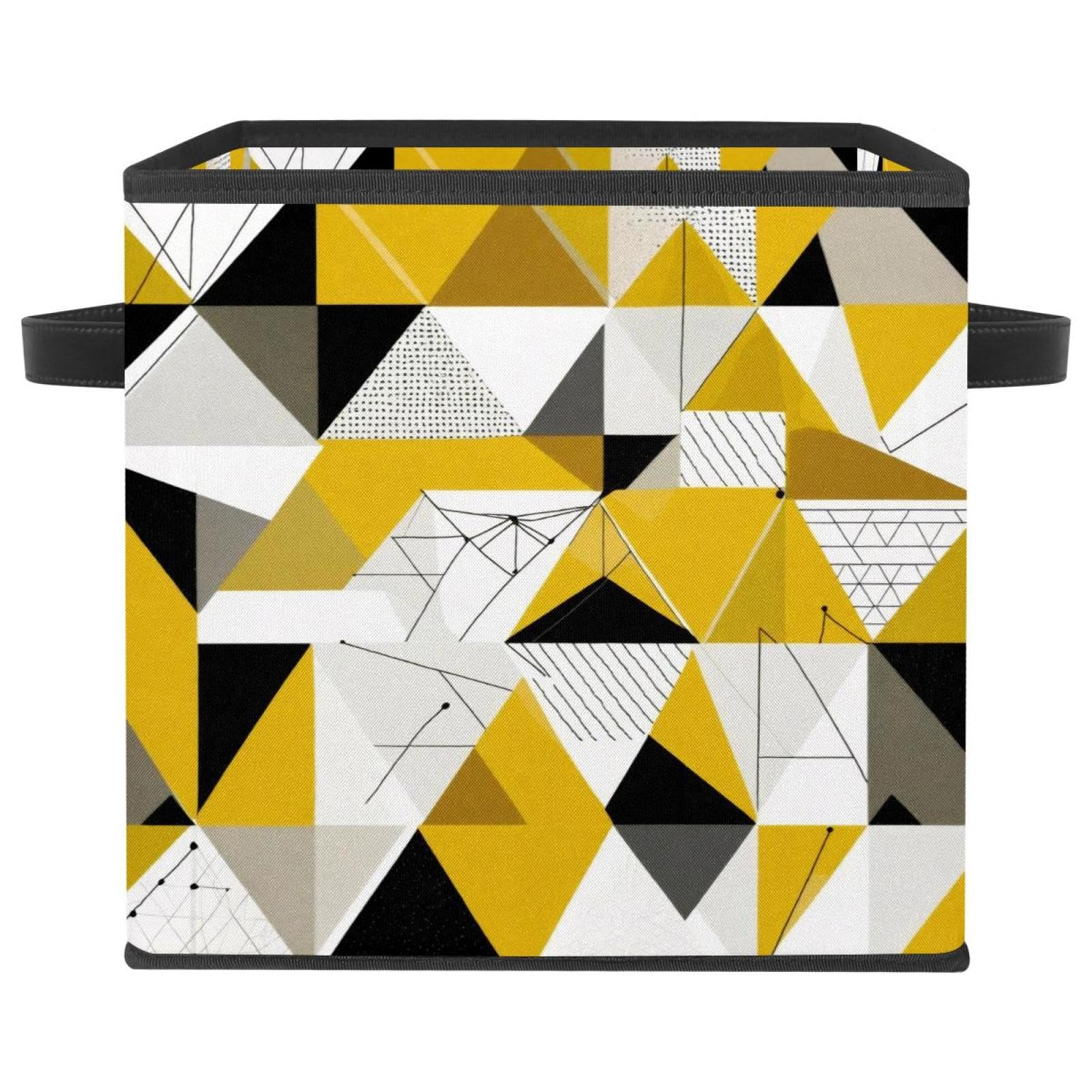 Boîte de rangement pliable jaune à motif abstrait géométrique